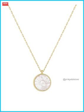 gorjana Sunset Etched Necklace 18k Gold Plated Mother of Pearl Adjustable 19-21"
